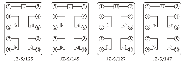JZ-S/2412静态可调延时中间继电器内部接线图及外引接线图